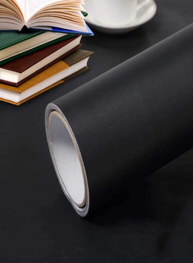 Fusion Graphix Matt Black Vinyl Contact Paper Decorative Self Adhesive Shelf Liner Waterproof Removable Peel and Stick Wallpaper for Bedroom Living Room Wall Décor (24x48 inch) - Image 1